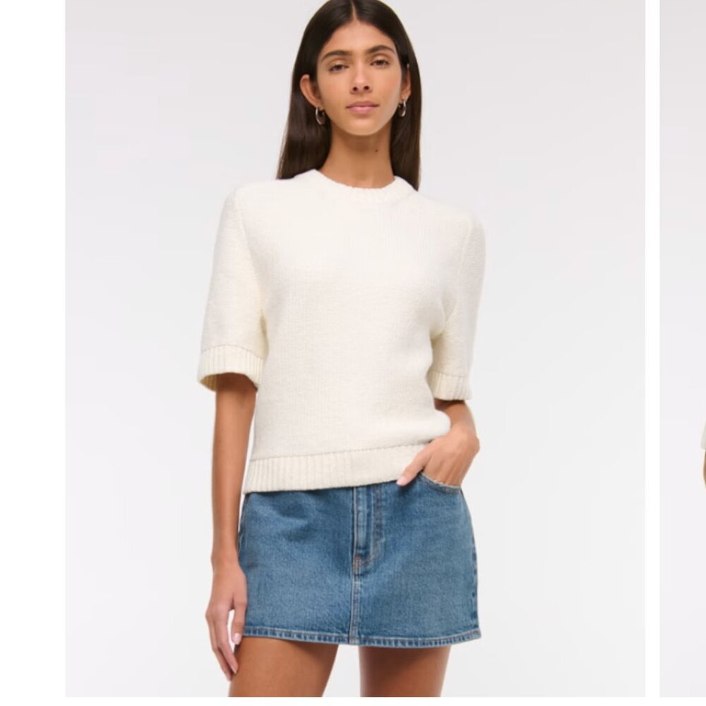 The A&F Madeline Textural Crew Sweater Tee - lightly worn S